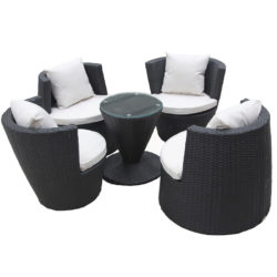 Charles Bentley 5pc Stacking Rattan Patio Table & Chairs Set - Black